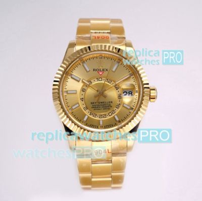 Super Clone AI Factory Rolex Sky Dweller 42mm All Yellow Gold Watch